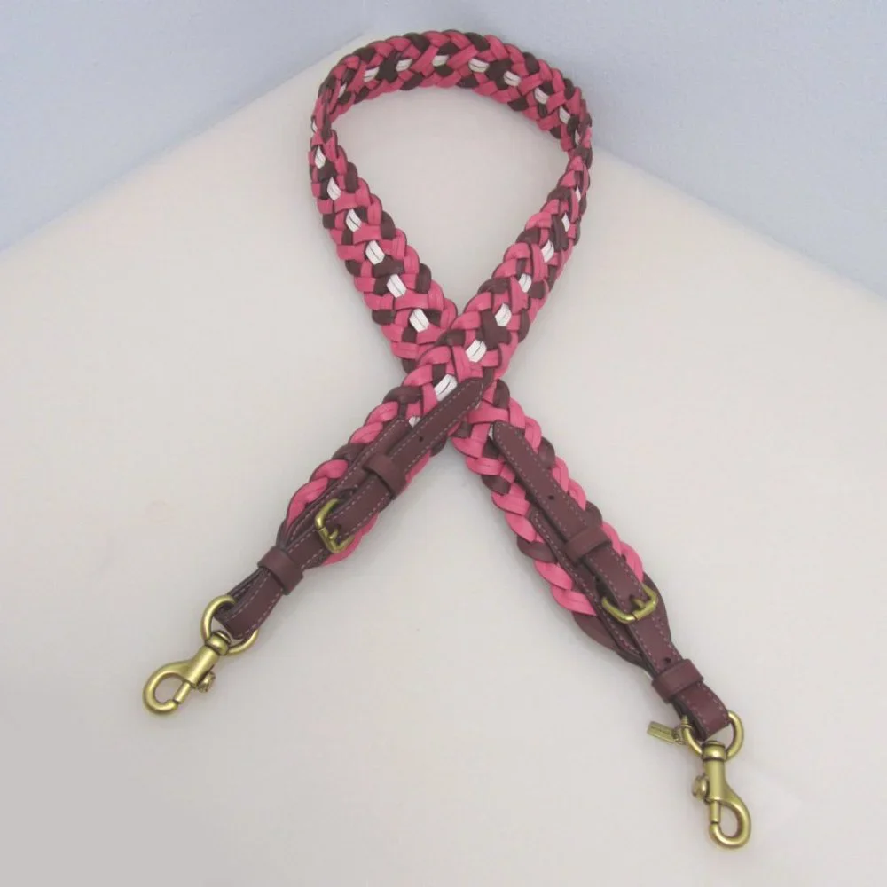 Coach NWT $150 Interchangeable Strap Weaving 624 Pink Burgundy Brass RETAIL